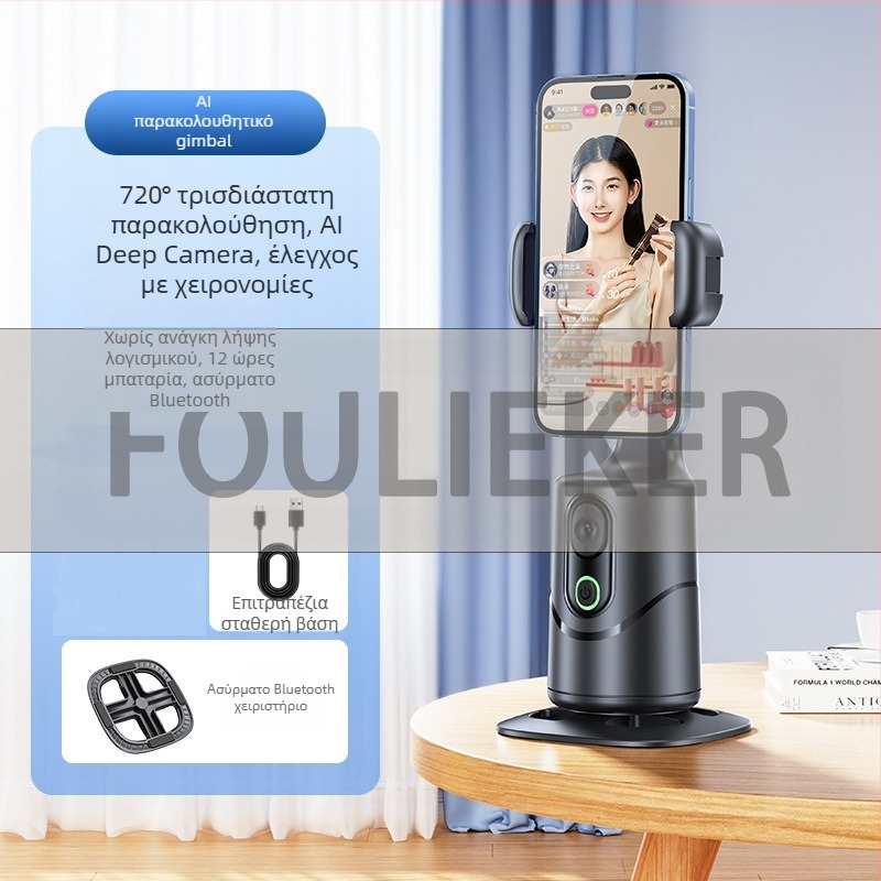 Gimbal σταθεροποιητής για smartphone με περιστροφή 360° (Υλικό: Πλαστικό; Χωρίς τηλεχειριστήριο; Χωρίς Bluetooth; Χωρίς σταθεροποίηση εικόνας στο σώμα; Χωρίς φλας)