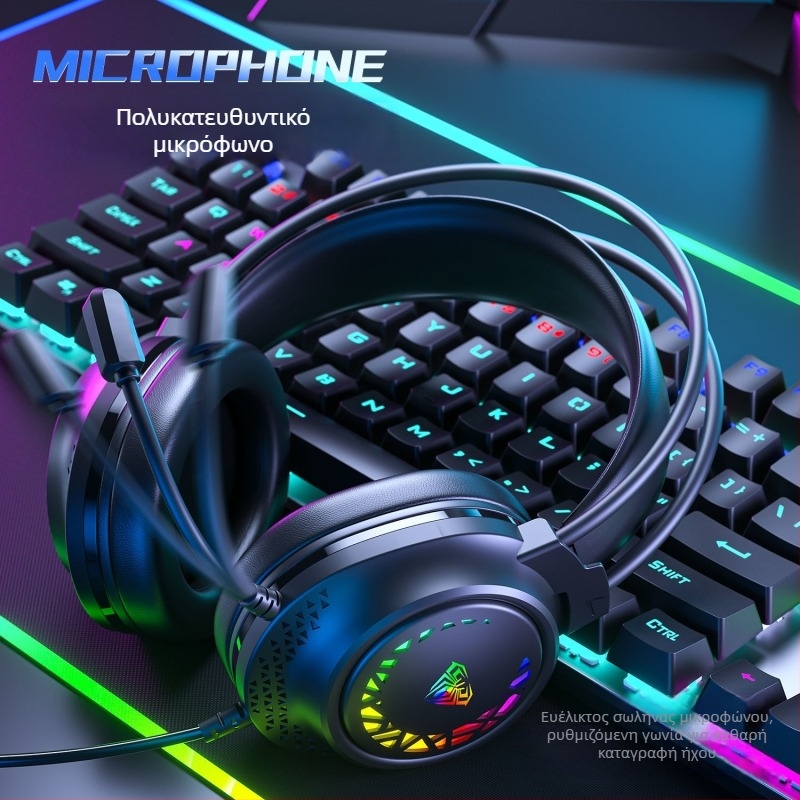 Wolf Spider S611 ενσύρτα ακουστικά για παιχνίδια με μικρόφωνο — 50 mm οδηγοί, εύρος συχνοτήτων 20–20 kHz, αντίσταση 20+15%, βύσμα 3,5 mm