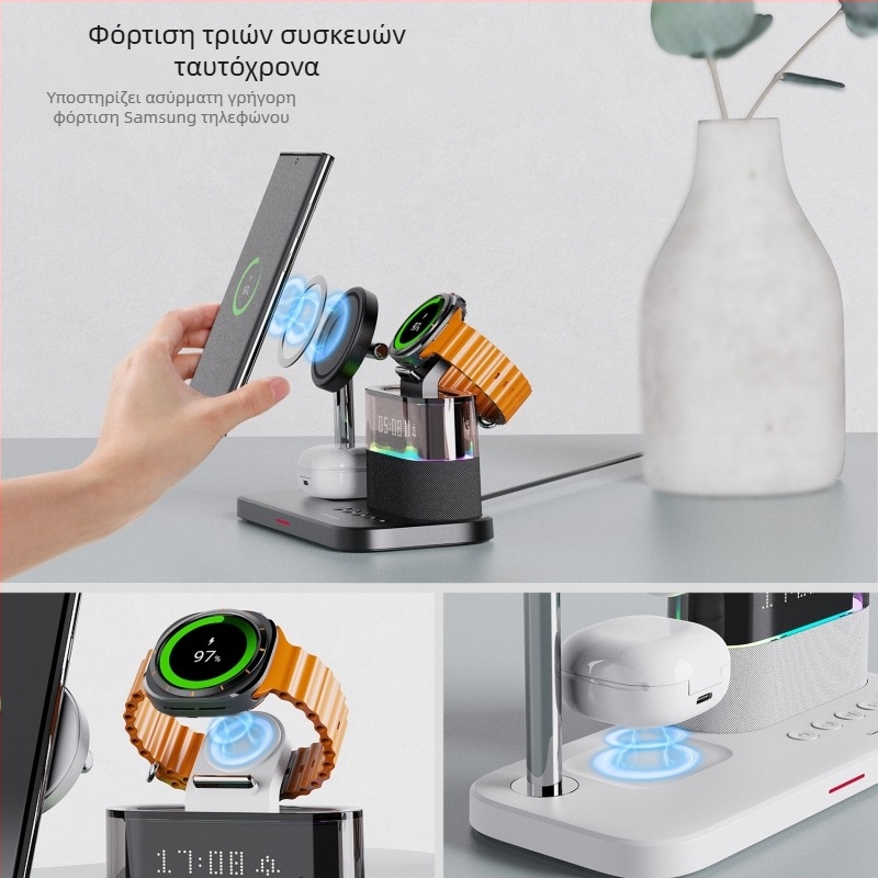 SIKAI 3-σε-1 Ασύρματος Φορτιστής για Samsung Galaxy Watch8/7/5/4 — Μέγ. 18W, QC4.0, Επιτραπέζιο Στάντ