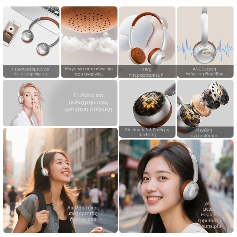 Ασύρματο gaming headset Bluetooth 5.4, για κράνος/κεφάλι, εμβέλεια 10 μ, αυτονομία >8 ωρών, ρετρό στυλ, αδιάβροχο και με μείωση θορύβου