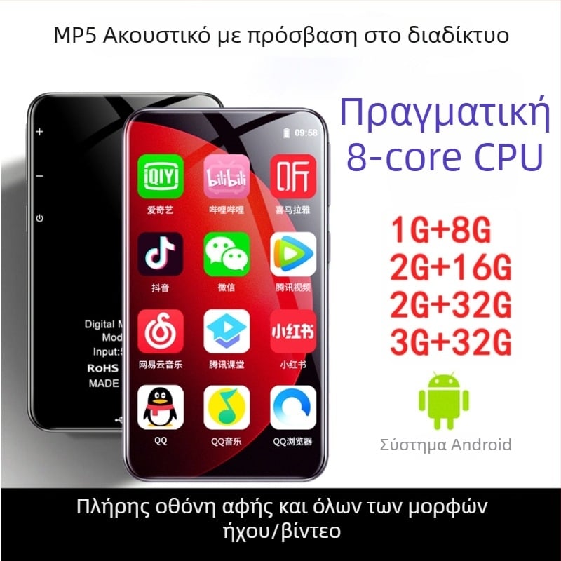 Android μουσικός παίκτης με οθόνη αφής και WiFi, υποστηρίζει MP3/MP4/MP5, TF κάρτα, USB 2.0