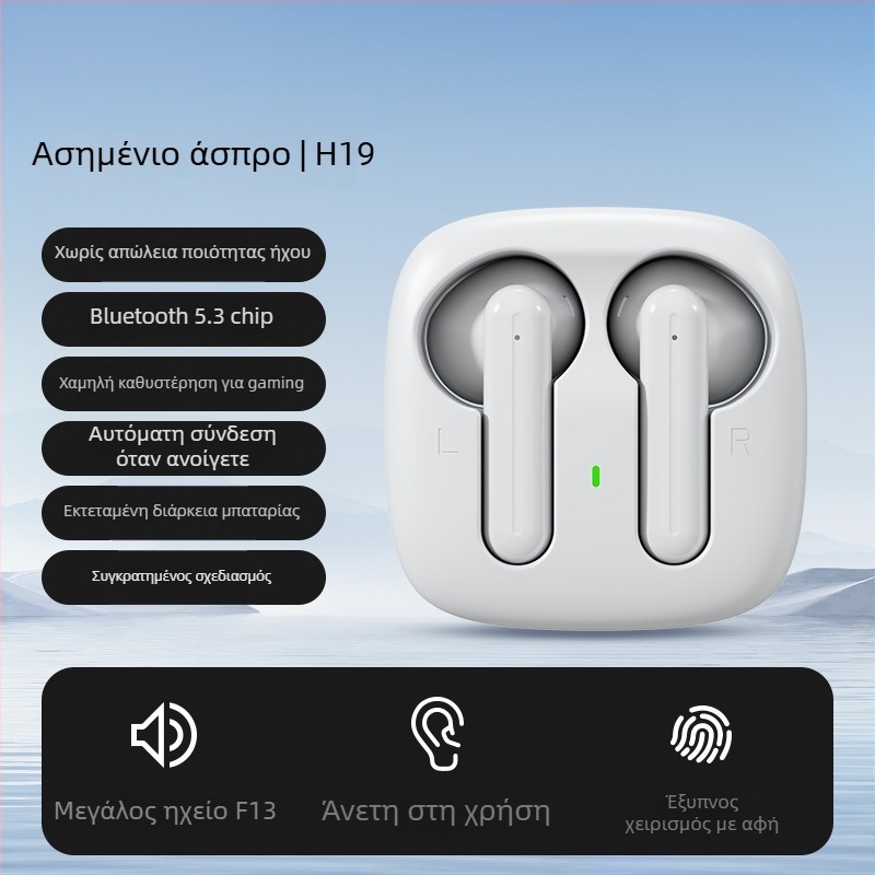 Ασύρματα ακουστικά Bluetooth H19 – Μείωση θορύβου, Bluetooth 5.0, Εμβέλεια 5m, Μέχρι 4 ώρες μπαταρία, Αθλητικό στυλ