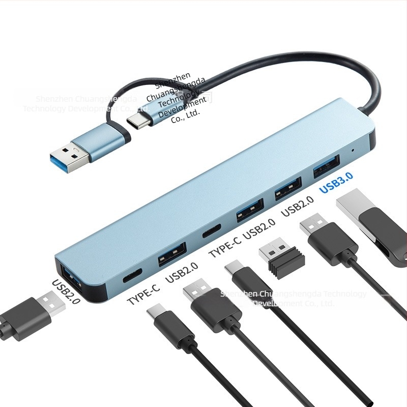 Type-C επεκτατικό ντόκ με 1 προς 5 θύρες και αναγνώστη καρτών, USB-C διεπαφή, 5GB ταχύτητα μεταφοράς