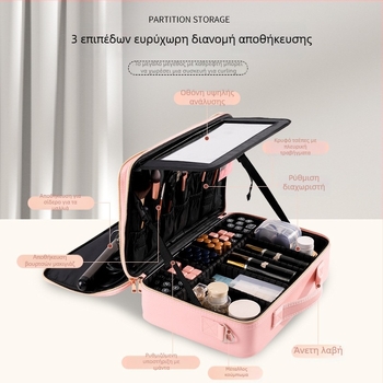 Τσαντάκι καλλυντικών μεγάλης χωρητικότητας, φορητή επαγγελματική τσάντα μακιγιά, αδιάβροχη και ανθεκτική σε κραδασμούς, PU εξωτερικό υλικό, επένδυση πολυεστέρα, μάρκα Golden Camellia