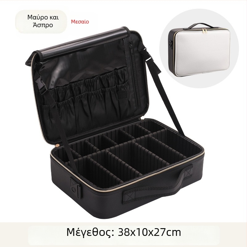 Τσαντάκι καλλυντικών μεγάλης χωρητικότητας, φορητή επαγγελματική τσάντα μακιγιά, αδιάβροχη και ανθεκτική σε κραδασμούς, PU εξωτερικό υλικό, επένδυση πολυεστέρα, μάρκα Golden Camellia