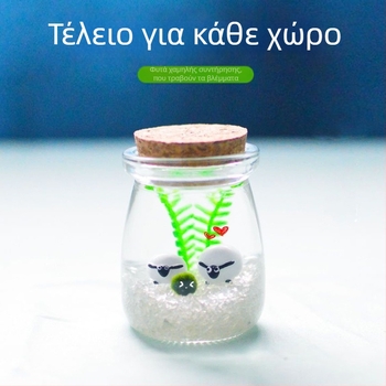 Γυάλινο οικολογικό μπουκάλι με μικροτοπίο για DIY υδροπονία — μίνι διακοσμητικό δώρο