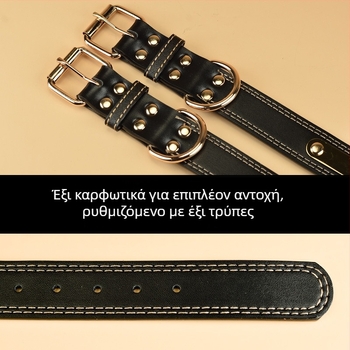 Κολάρο σκύλου – Δέρμα βοδιού, Πολυεπίπεδο σχέδιο, Δερμάτινο μενταγιόν (Μάρκα: Unique, Υλικό: Δέρμα βοδιού, Μενταγιόν: Δέρμα)