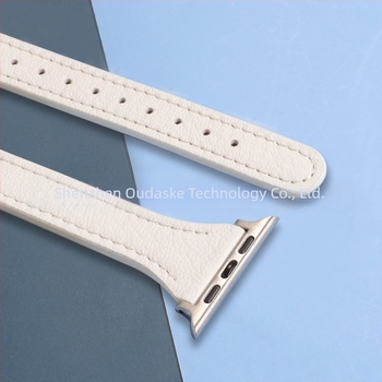 Λουράκι Apple Watch από γνήσιο δέρμα με υφή lychee, λεπτός σχεδιασμός, συμβατό με Apple Watch Series 4–8 και SE