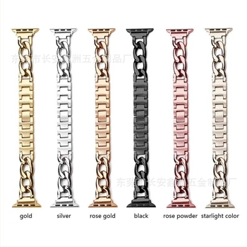 Μεταλλικός ιμάντας Apple Watch, εμπνευσμένος από Chanel, συμβατός με watch89, στυλ 654321 Gen S, κομψός γυναικείος ιμάντας