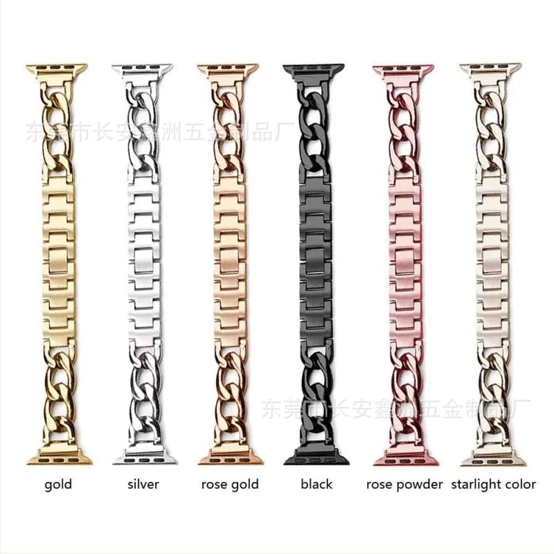 Μεταλλικός ιμάντας Apple Watch, εμπνευσμένος από Chanel, συμβατός με watch89, στυλ 654321 Gen S, κομψός γυναικείος ιμάντας