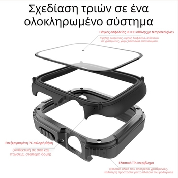 Θωρακισμένη θήκη Optimus Prime για Apple Watch - Ενσωματωμένο PC+TPU+Γυαλί περίβλημα με προστασία οθόνης; Ανεκτικότητα σε κραδασμούς, προστασία τεσσάρων γωνιών; Συμβατό με όλα τα μοντέλα Apple Watch