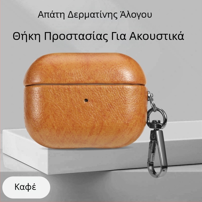 Θήκη προστασίας για Apple AirPods Pro 2/3/4 Gen, τεχνητό δέρμα, χειροποίητη, φορητή
