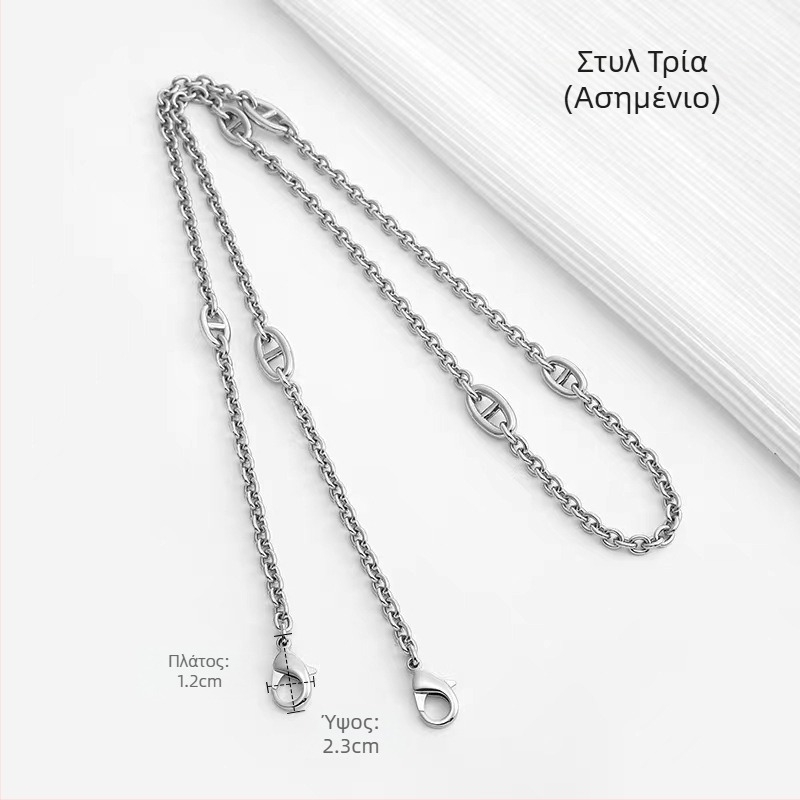 Ζώνη τσάντας/ώμου Yu Yi, μεταλλική, γεωμετρικό μοτίβο, εξουσιοδοτημένη ιδιωτική μάρκα, άνοιξη 2023.