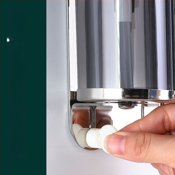 Επιτοίχιο ράφι ντους με δοχείο για υγρό σαπούνι και θήκη αντισηπτικού, από ανοξείδωτο ατσάλι 304, φινίρισμα καθρέφτη, κατάλληλο για ξενοδοχειακά διαμερίσματα