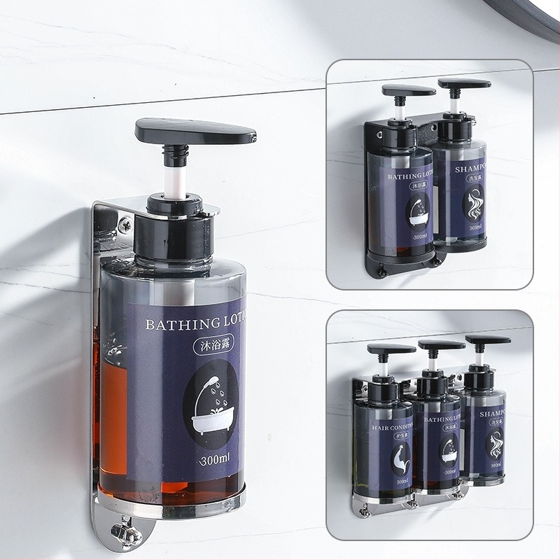 Επιτοίχιο ράφι ντους με δοχείο για υγρό σαπούνι και θήκη αντισηπτικού, από ανοξείδωτο ατσάλι 304, φινίρισμα καθρέφτη, κατάλληλο για ξενοδοχειακά διαμερίσματα