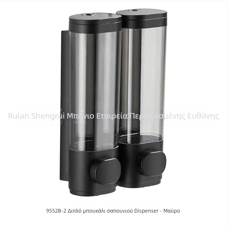 Τοίχου τοποθετούμενος χειροκίνητος διανομέας σαπουνιού, αντισηπτικού, σαμπουάν και αφρόλουτρων (υλικό: πλαστικό; κατάλληλος για ξενοδοχειακές μπάνες; τοποθέτηση στον τοίχο; λειτουργία: χειροκίνητη πίεση)