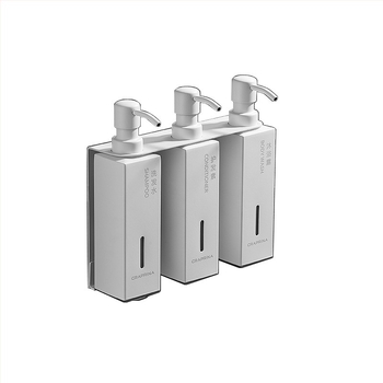 Caprena Διανεμητής σαπουνιού από 304 ανοξείδωτο χάλυβα, τοποθετούμενος στον τοίχο – σετ 3, χειροκίνητος μηχανισμός πίεσης, για ξενοδοχεία