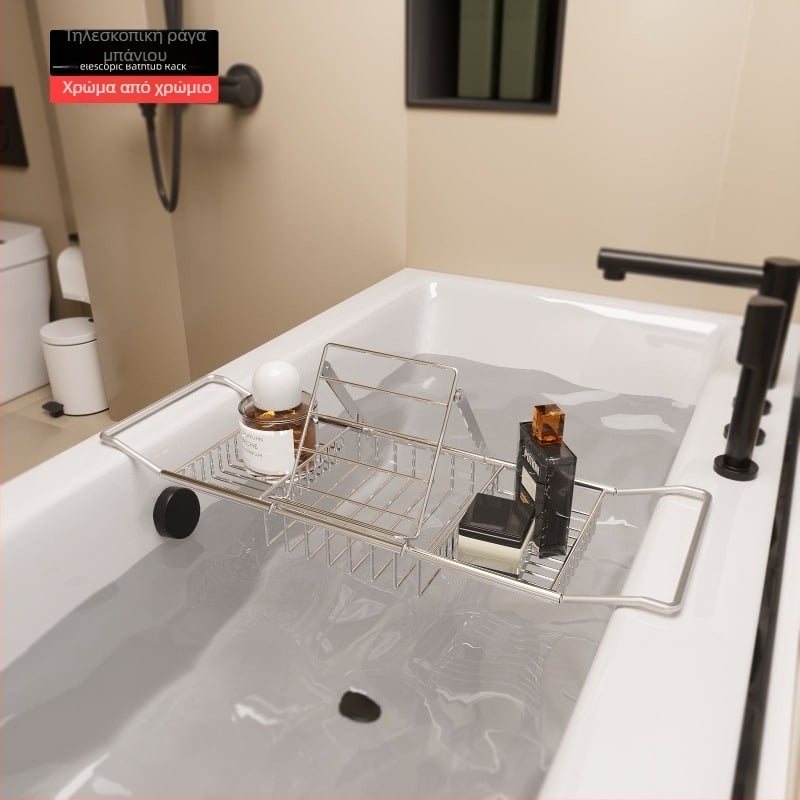 Ράφι μπάνιου με τηλεσκοπικό σχεδιασμό, από ανοξείδωτο χάλυβα, ηλεκτροπλατιωμένη επιφάνεια, μονής στρώσης