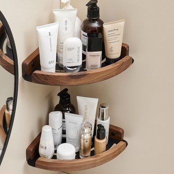 Ράφι γωνίας μπάνιου, επιτοίχιο, φαν-σχήματος γωνία, κράμα αλουμινίου, φορτίο 2 kg, μονή ή διπλό στρώμα