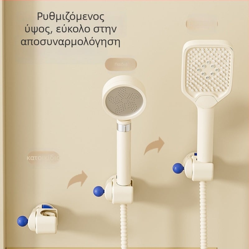 Κινούμενος στηριγμός ντους με βεντούζα – επιτοίχιος, ABS, 1-επίπεδη ράφι μπάνιου, χωρίς διάτρηση, μοντέρνο στυλ