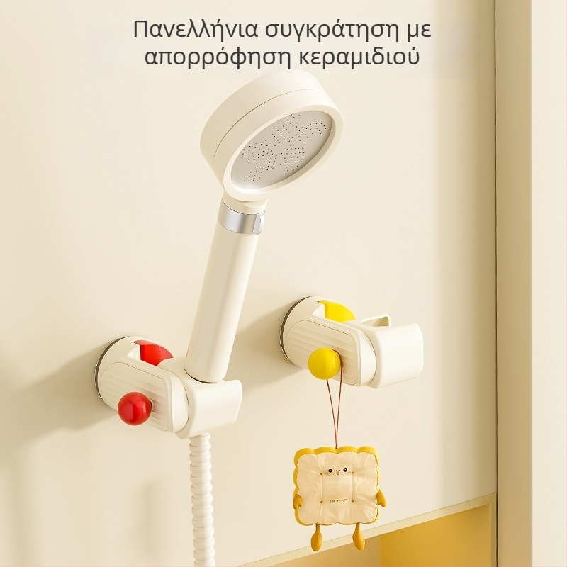 Κινούμενος στηριγμός ντους με βεντούζα – επιτοίχιος, ABS, 1-επίπεδη ράφι μπάνιου, χωρίς διάτρηση, μοντέρνο στυλ