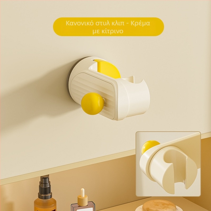 Κινούμενος στηριγμός ντους με βεντούζα – επιτοίχιος, ABS, 1-επίπεδη ράφι μπάνιου, χωρίς διάτρηση, μοντέρνο στυλ