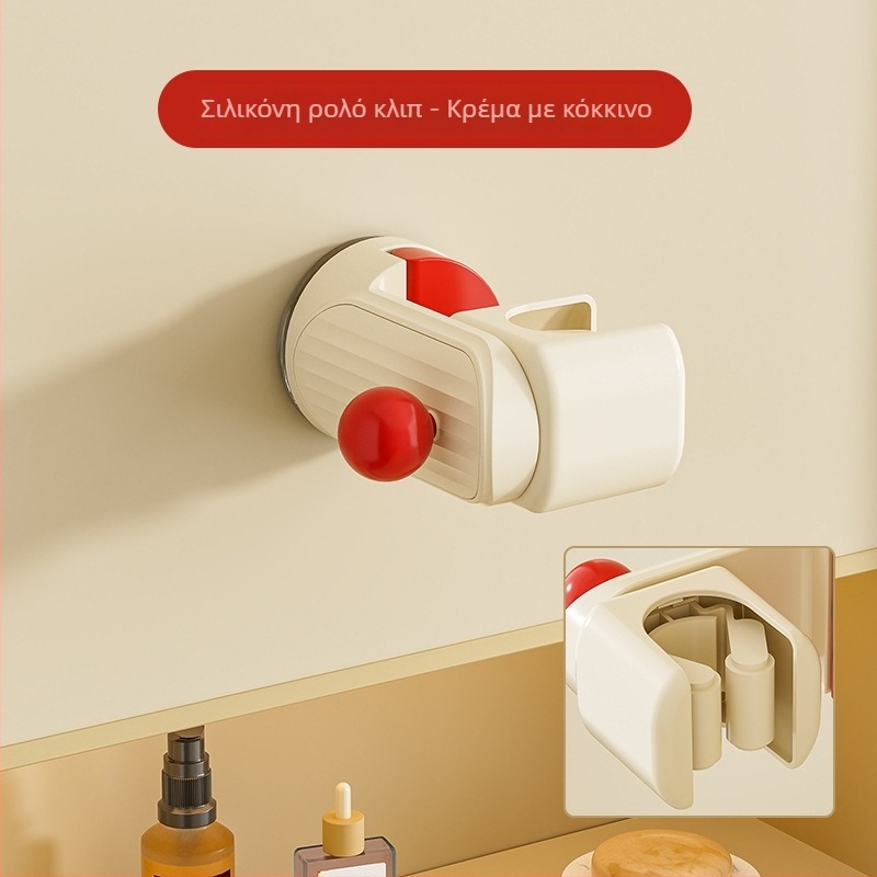 Κινούμενος στηριγμός ντους με βεντούζα – επιτοίχιος, ABS, 1-επίπεδη ράφι μπάνιου, χωρίς διάτρηση, μοντέρνο στυλ