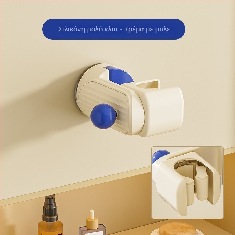 Κινούμενος στηριγμός ντους με βεντούζα – επιτοίχιος, ABS, 1-επίπεδη ράφι μπάνιου, χωρίς διάτρηση, μοντέρνο στυλ