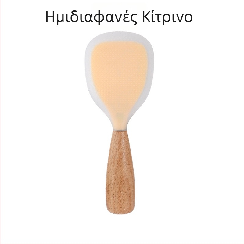 Σιλικόνο κουτάλι μαγειρικής με ξύλινο χερούλι, ανθεκτικό στη θερμοκρασία, πολυχρηστικό εργαλείο κουζίνας, μοντέρνος μινιμαλιστικός σχεδιασμός