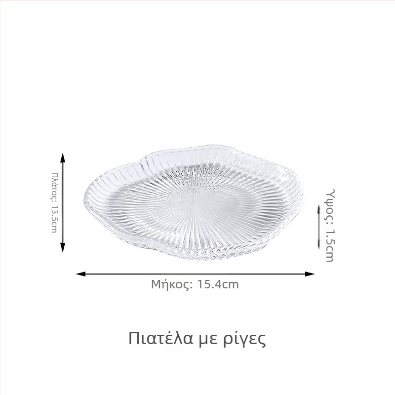 Σετ γυάλινων μπολ για επιδόρπιο, ακανόνιστο σχήμα, ιαπωνικό στυλ, μονόχρωμο σχέδιο