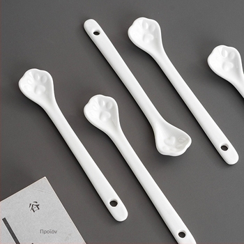 Κεραμικό κουταλάκι καφέ με μακρύ χειρολαβή, μοντέρνος μινιμαλιστικός σχεδιασμός, μονόχρωμο σχέδιο, μάρκα Jiujun kiln