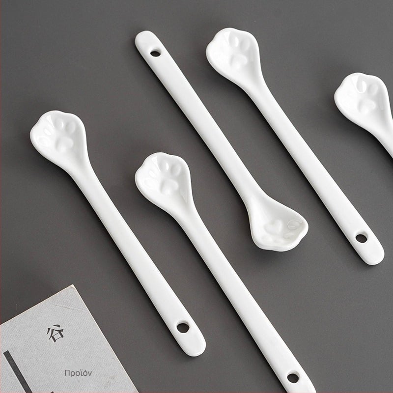 Κεραμικό κουταλάκι καφέ με μακρύ χειρολαβή, μοντέρνος μινιμαλιστικός σχεδιασμός, μονόχρωμο σχέδιο, μάρκα Jiujun kiln