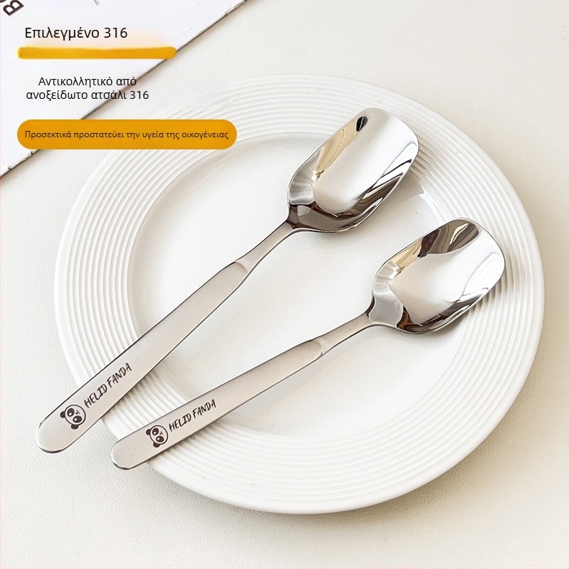 Κουτάλι σούπας από ανοξείδωτο χάλυβα 316, παχυνμένος τετράγωνος κεφαλή, μοτίβ Bear Family, καθρέπτισμα φινίρισμα, Worthbuy μάρκα