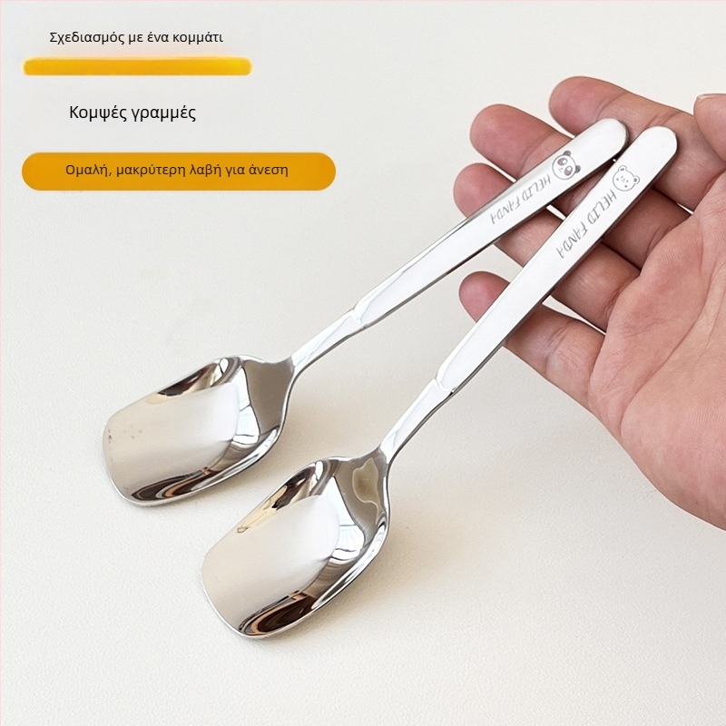 Κουτάλι σούπας από ανοξείδωτο χάλυβα 316, παχυνμένος τετράγωνος κεφαλή, μοτίβ Bear Family, καθρέπτισμα φινίρισμα, Worthbuy μάρκα