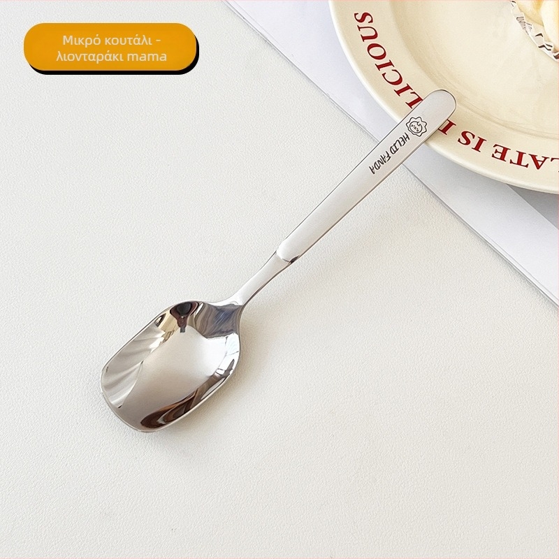 Κουτάλι σούπας από ανοξείδωτο χάλυβα 316, παχυνμένος τετράγωνος κεφαλή, μοτίβ Bear Family, καθρέπτισμα φινίρισμα, Worthbuy μάρκα