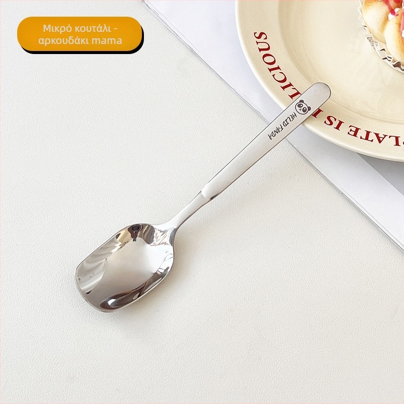 Κουτάλι σούπας από ανοξείδωτο χάλυβα 316, παχυνμένος τετράγωνος κεφαλή, μοτίβ Bear Family, καθρέπτισμα φινίρισμα, Worthbuy μάρκα