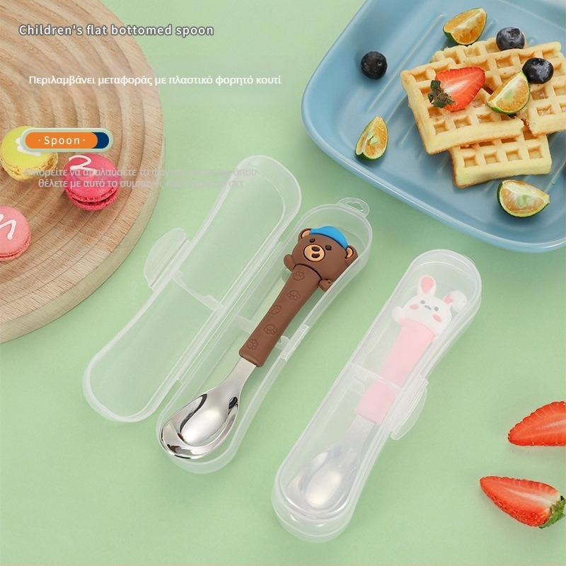 Παιδικό κουτάλι από 316L ανοξείδωτο χάλυβα, cartoon σχέδιο, μάρκα Tete Rabbit, επιφάνεια καθρέφτης