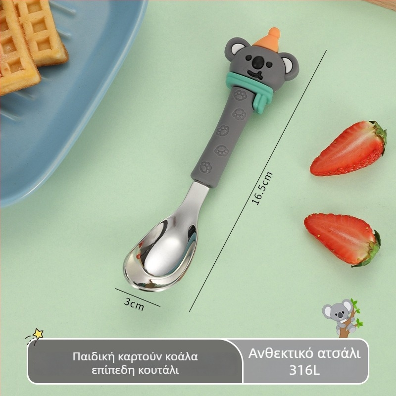 Παιδικό κουτάλι από 316L ανοξείδωτο χάλυβα, cartoon σχέδιο, μάρκα Tete Rabbit, επιφάνεια καθρέφτης