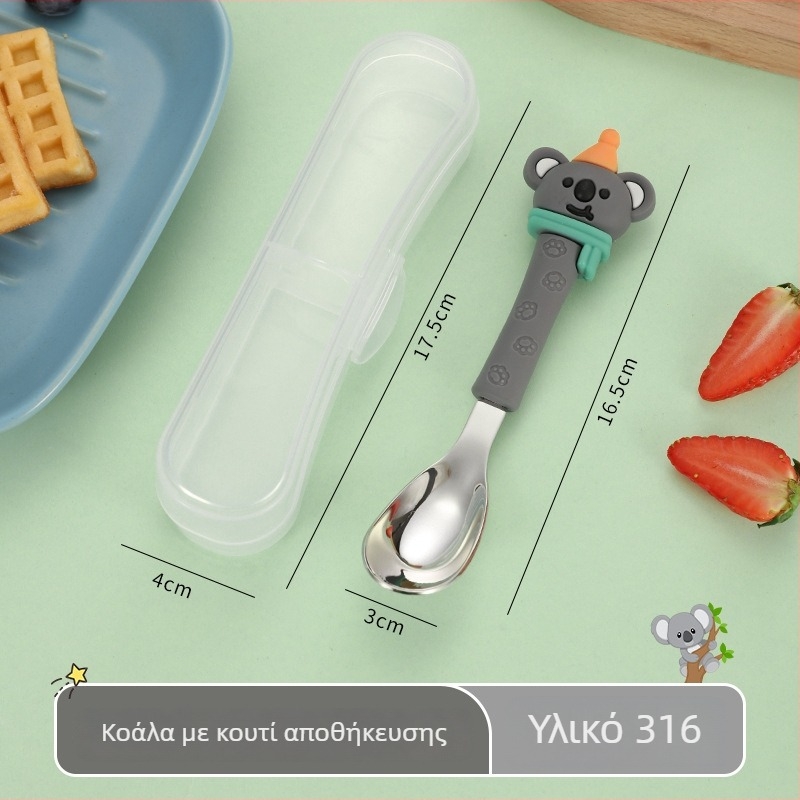 Παιδικό κουτάλι από 316L ανοξείδωτο χάλυβα, cartoon σχέδιο, μάρκα Tete Rabbit, επιφάνεια καθρέφτης