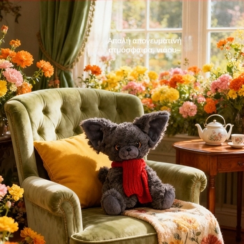 Λούτρινο γατάκι-κούκλα με δαντελένιο φουλάρι — απαλό κοντό ύφασμα, γέμισμα PP βαμβάκι, προσαρμοσμένα δείγματα, κατάλληλο για 7–14 ετών, unisex