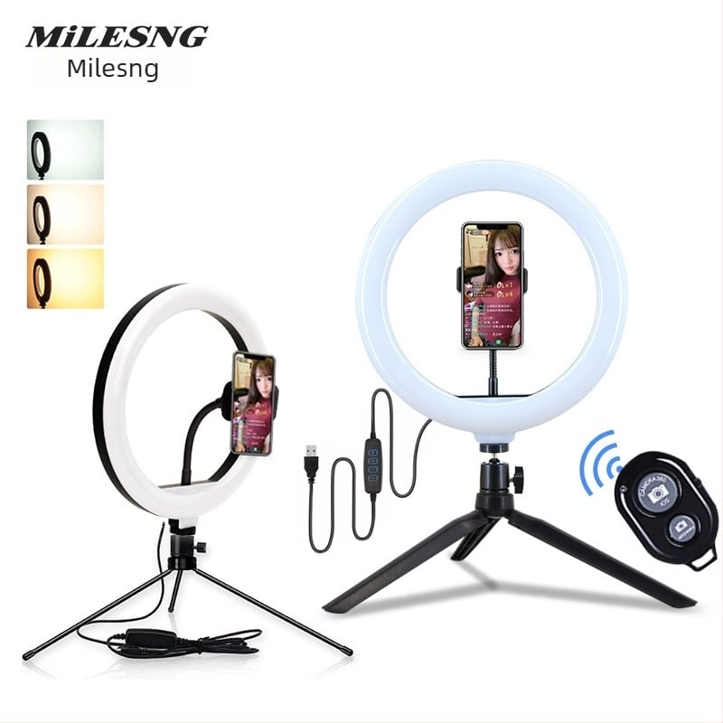Σταθερή επιτραπέζια βάση για ζωντανές μεταδόσεις με LED δαχτυλίδι φως για μακιγιάζ και φωτογράφηση (LED, 5-12V, 5-30W, 3500K-6000K)