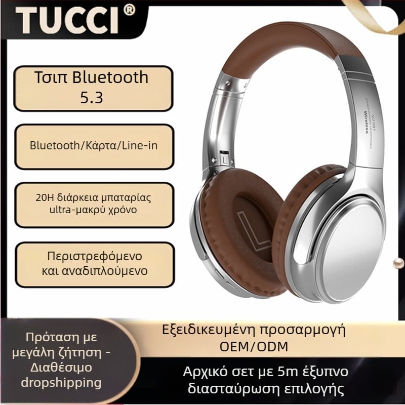 VJ901 Ασύρματο Bluetooth Headset, Ρετρό Στυλ, BT 6.0, Εμβέλεια 15 m, Αναδιπλούμενο, 8h Μπαταρία