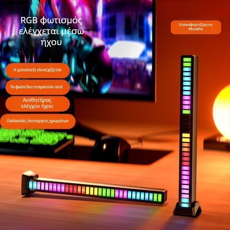 Φωτιστικό γραφείου για υπολογιστή με ήχο-ενεργό φως περιβάλλοντος και ρυθμό LED μουσικής, επιτραπέζια τοποθέτηση