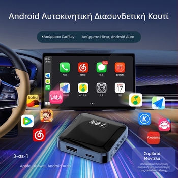 JY-A3 Android αυτοκινητό διασυνδετικό κιτ — διπύρηνος επεξεργαστής, 1GB RAM, USB διεπαφή, Λειτουργικό σύστημα: Wireless CarPlay/HiCar/Auto
