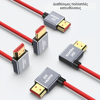 HDMI γωνιακό καλώδιο σπιράλ για κάμερες χωρίς καθρέφτη, 8K/4K60 έξοδος εικόνας σε οθόνη και κάρτα εγγραφής