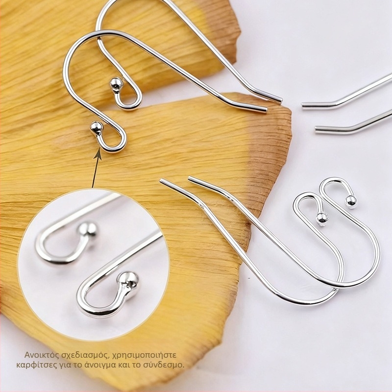 Ασημένια άγκιστρα για τα αυτιά σε σχήμα U από S925 – κεφαλή με χάντρα, εξάρτημα DIY για γυναικεία σκουλαρίκια