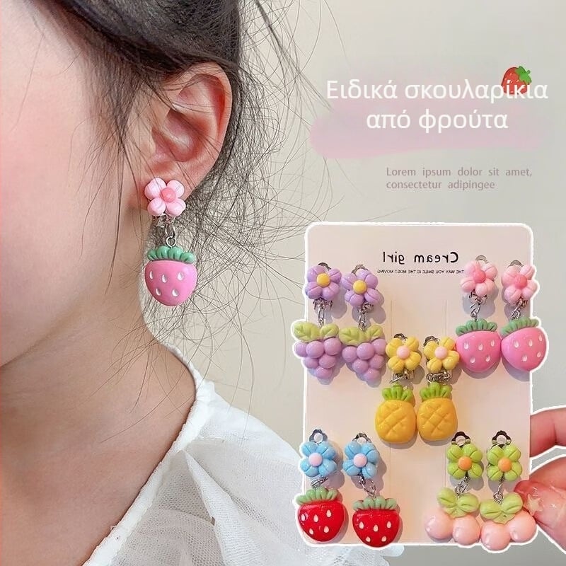 Παιδικά κλιπ για τα αυτιά — πλαστικό/ρητίνη, καρτούν σειρά Πριγκίπισσα, χειροποίητα, ηλικίες 3–10 ετών