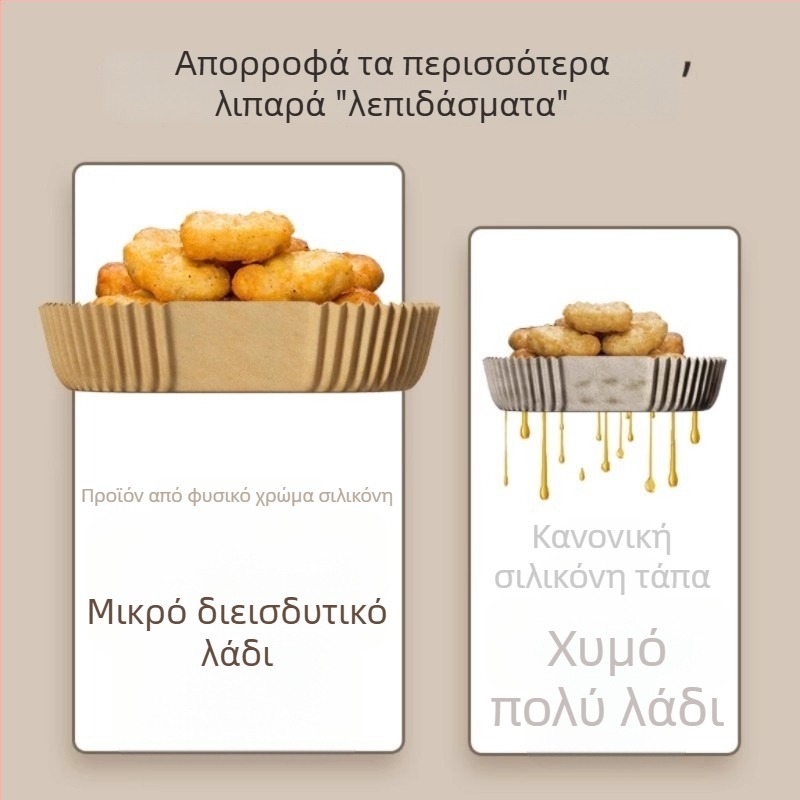 Χαρτί ψησίματος για φούρνο και φριτέζα αέρος – απορροφητικό λαδιού, επικάλυψη σιλικόνης, τετράγωνο φύλλο υψηλών θερμοκρασιών