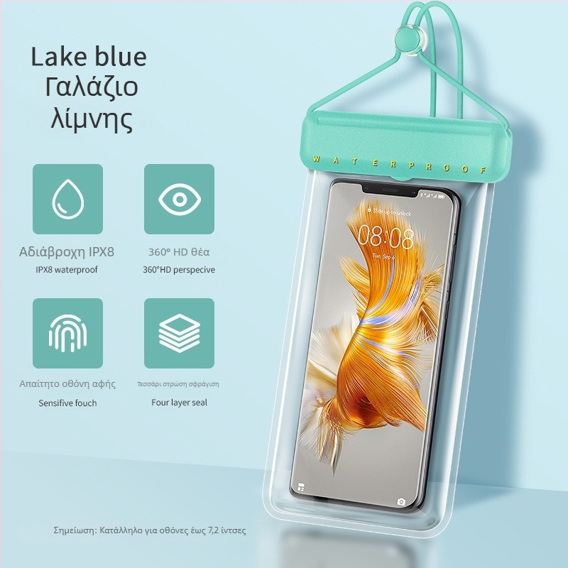 TPU αδιάβροχη θήκη τηλεφώνου με οθόνη αφής, στεγανοποιημένη για κολύμβηση, κατάδυση και θερμές πηγές