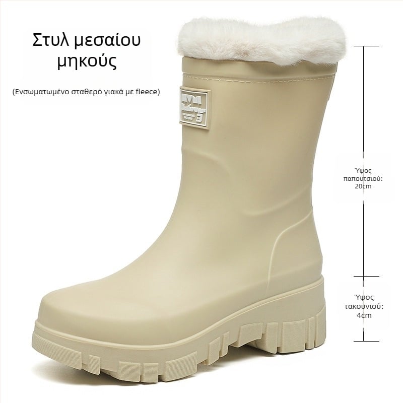 Γυναικείες PVC γαλότσες βροχής, μεσαίου ύψους, χαμηλό τακούνι 1-3 cm, slip-on σχέδιο